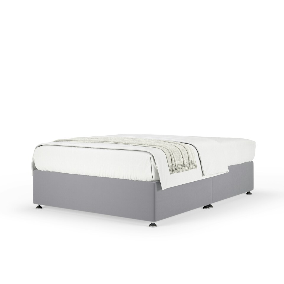 image 1 of Signature Platinum 2000 Pocket Sprung Silver Plush Velvet Divan Set Single