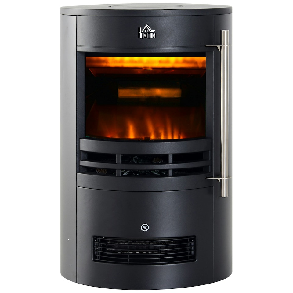 image 1 of HOMCOM Fireplace Electric Heater Stove w/ Thermostat Control Black Freestanding
