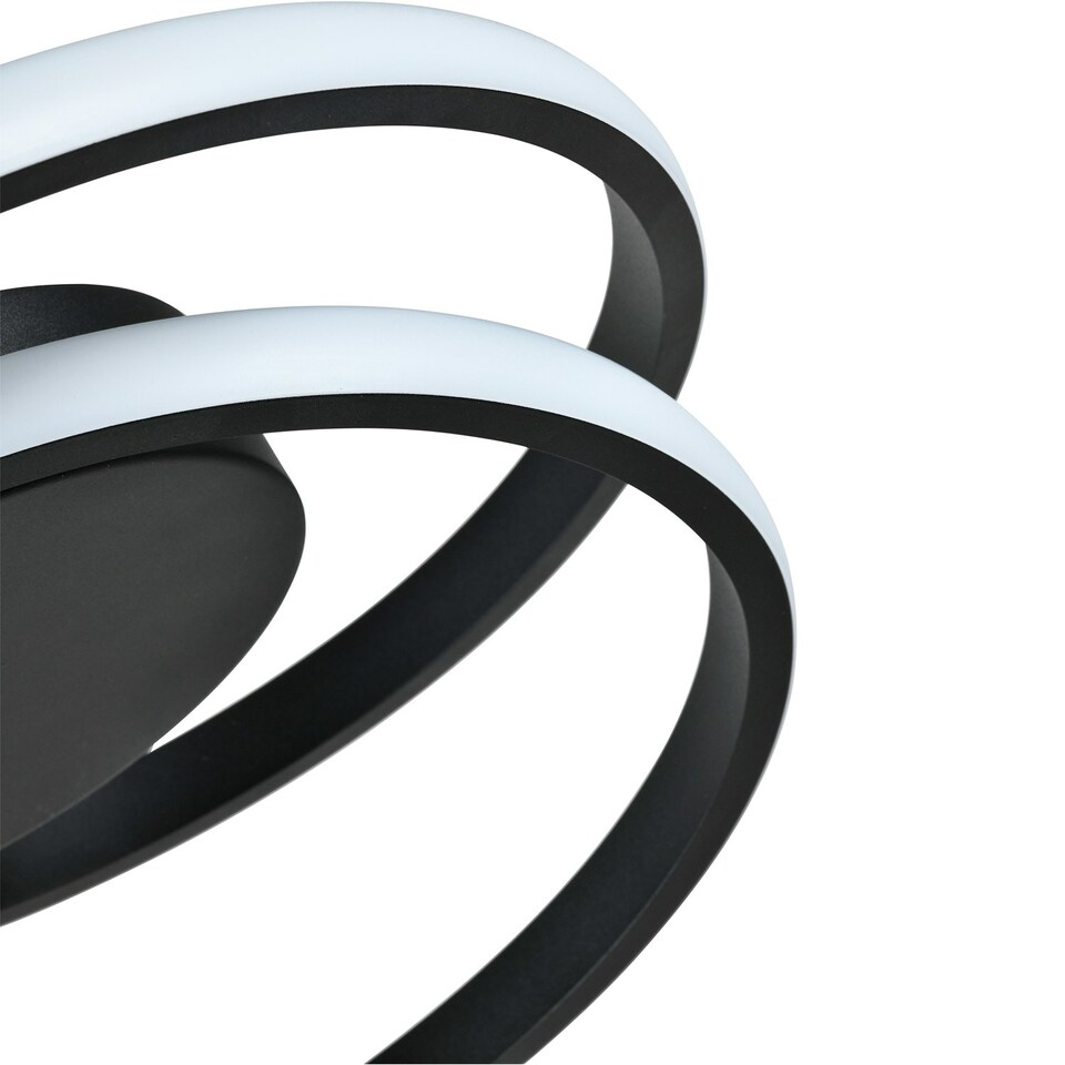 image 1 of Modern Single Loop Strip Flush LED Powered Ceiling Light Fitting in Black Sand