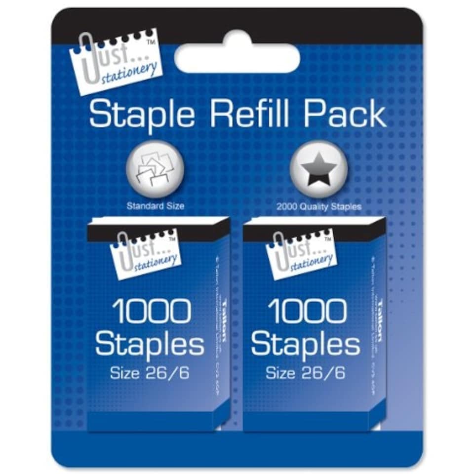 image 1 of Just Stationery 2 x 1000 No 26 Staples