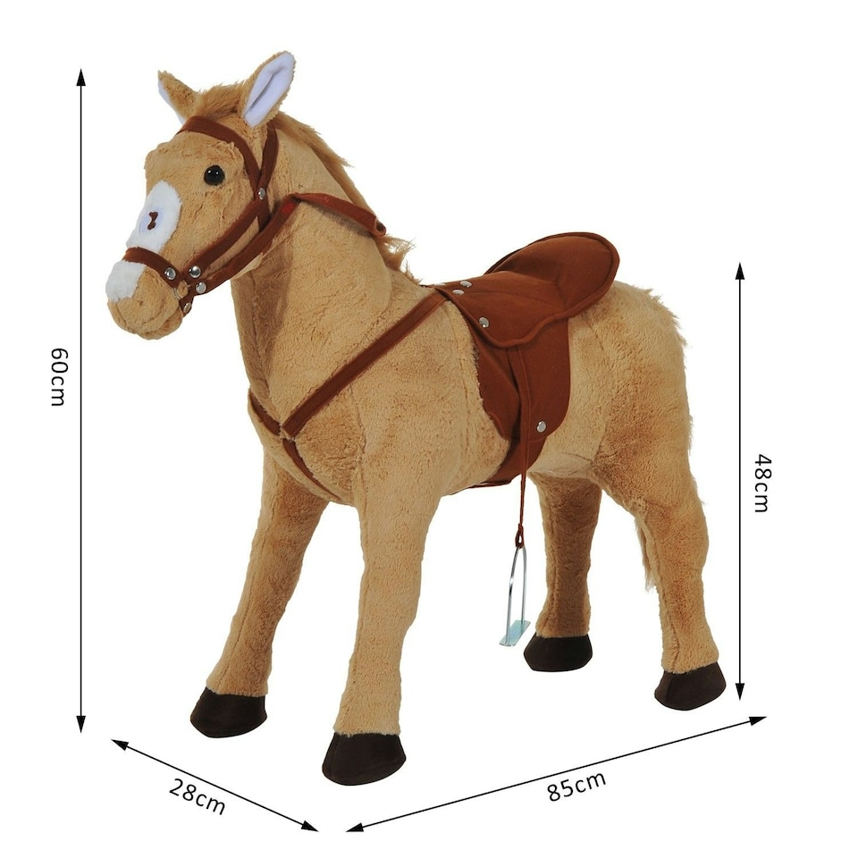 image 1 of HOMCOM Children Standing Horse Plush Soft Ride On Toy Pony Kids Cuddly Game Play