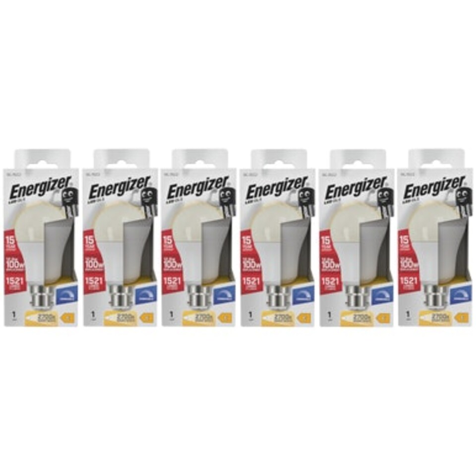 image 1 of Energizer LED GLS B22 1521lm 12.6W 2700K (Warm White) Dimmable Light Bulb - Pack of 6