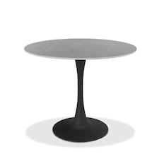 Bentley Designs - Mason Grey Sintered Stone Circular Dining Table With Black Sand Powder Coated Base