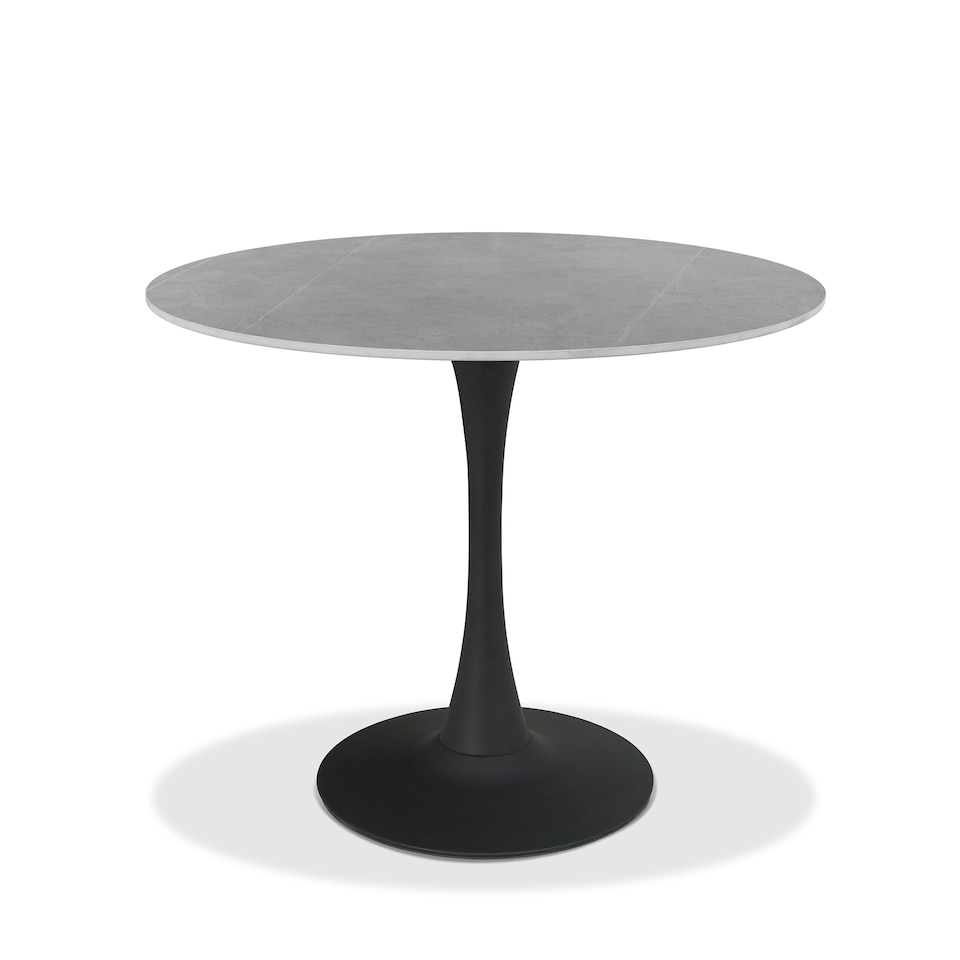 image 1 of Bentley Designs - Mason Grey Sintered Stone Circular Dining Table With Black Sand Powder Coated Base