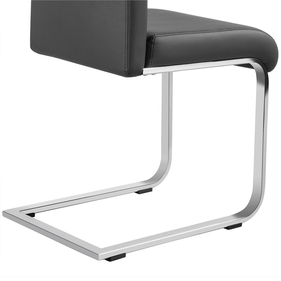 image 1 of Yaheetech Set of 2 Dining Chairs Faux Leather Chairs with Metal Legs Grey | Dark Grey