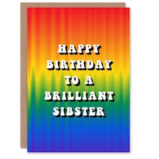Brilliant Sibster Trippy Psychedelic Pride Non Binary Birthday Card