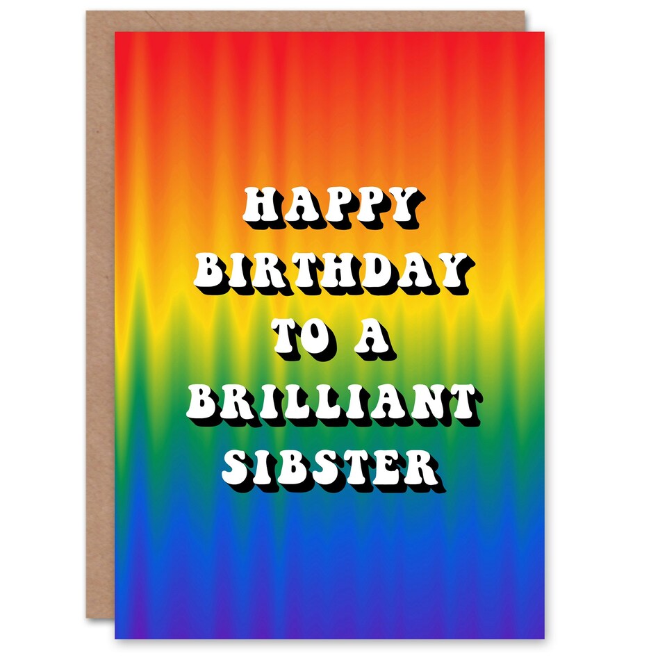 image 1 of Brilliant Sibster Trippy Psychedelic Pride Non Binary Birthday Card