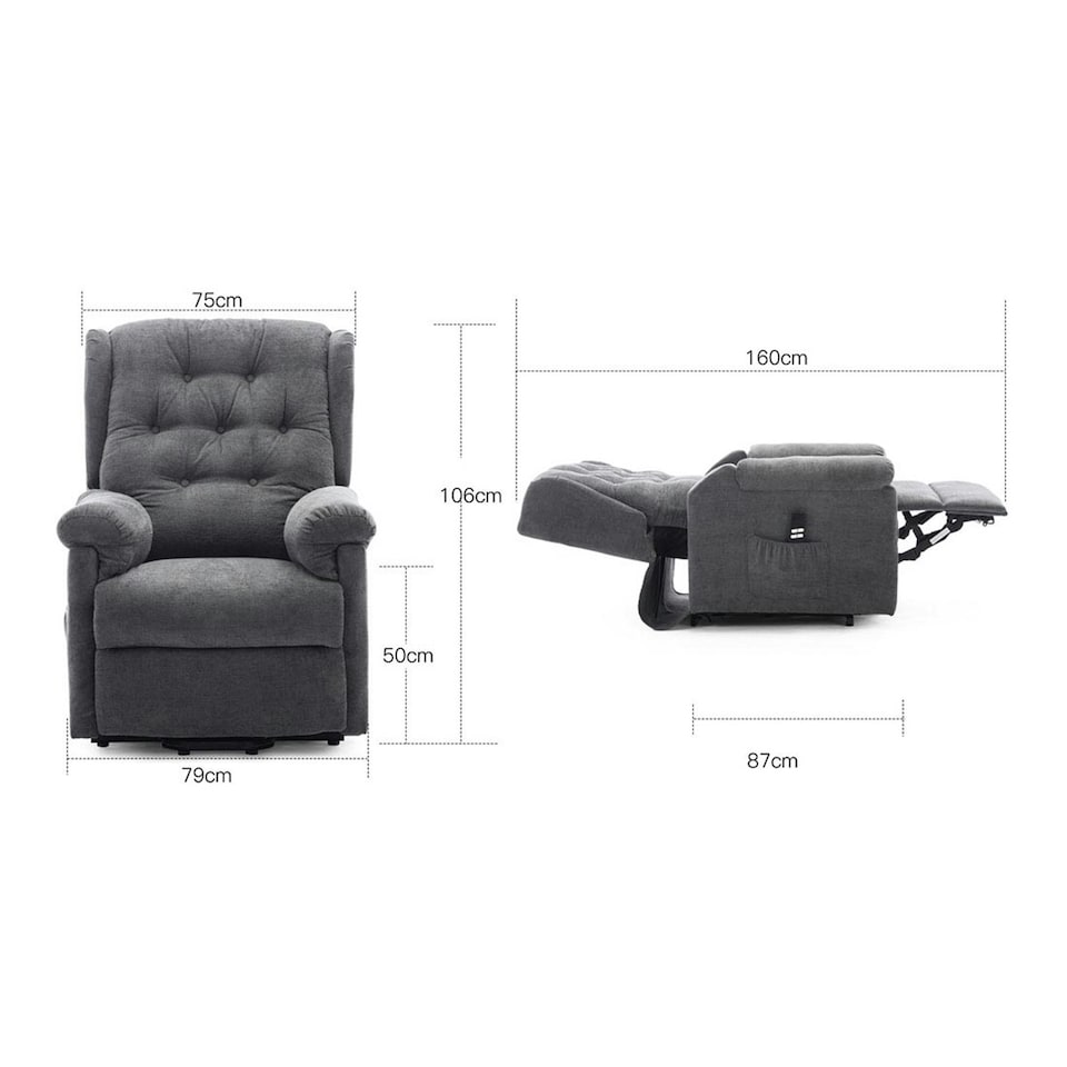 image 1 of Barnsley Fabric Electric Dual Motor Rise Recliner Mobility Armchair (Charcoal)
