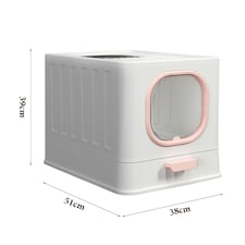 Living and Home Enclosed Cat Litter Box with Scoop, Pink | Pink