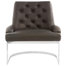 Interiors by Premier Contemporary Black Faux Leather Dining Chair, Sleek Chrome Finish Modern Chair, Plush Armless Accent Chair Black