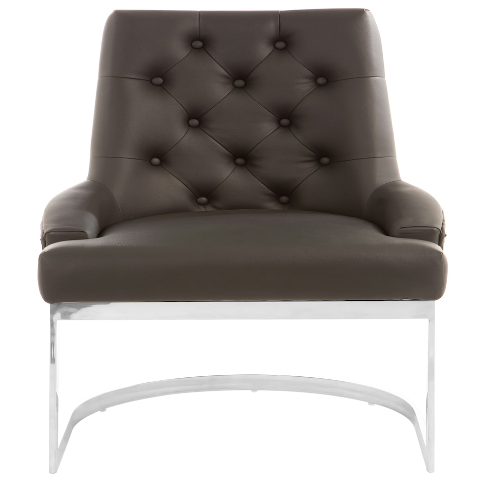 image 1 of Interiors by Premier Contemporary Black Faux Leather Dining Chair, Sleek Chrome Finish Modern Chair, Plush Armless Accent Chair Black