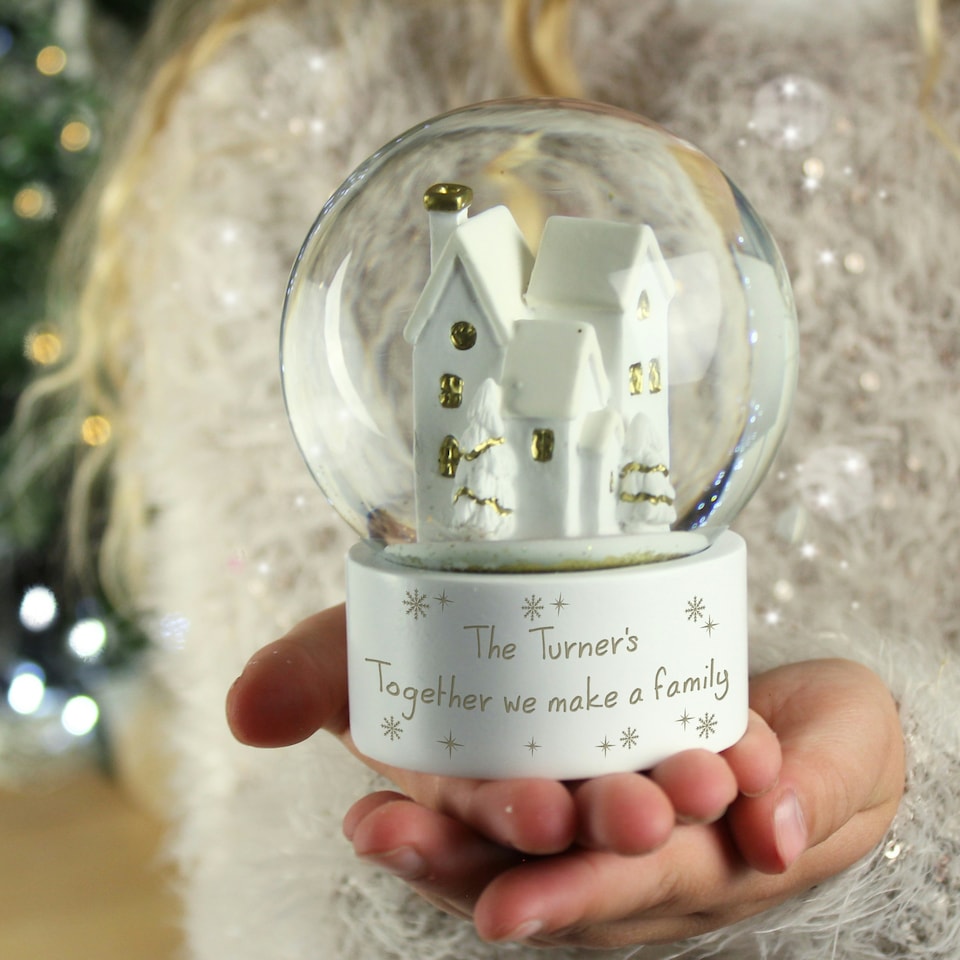 image 1 of Personalised Message Village Glitter Snow Globe