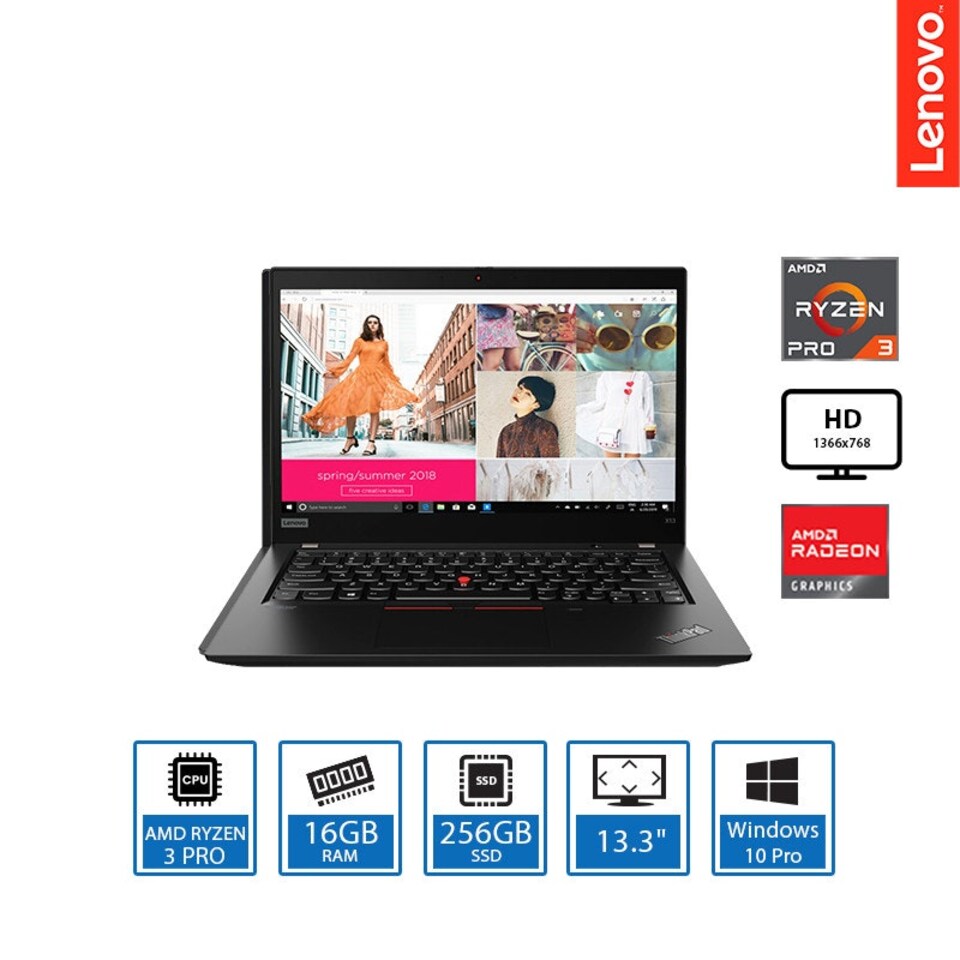 image 1 of Lenovo ThinkPad X13 Gen 1 13.3" Laptop AMD Ryzen 3 PRO 4450U 16GB RAM 256GB SSD Backlit Keyboard Win 11 Pro - 20UGS48205