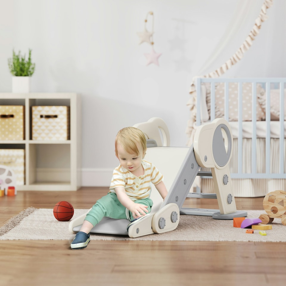 image 1 of AIYAPLAY Foldable Kids Slide, Baby Slide for 1.5-3 Years, Grey