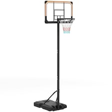SPORTNOW Basketball Backboard Hoop Net Set System w/ Wheels, 182-213cm - Black