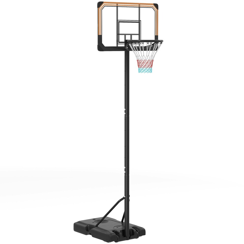 image 1 of SPORTNOW Basketball Backboard Hoop Net Set System w/ Wheels, 182-213cm - Black