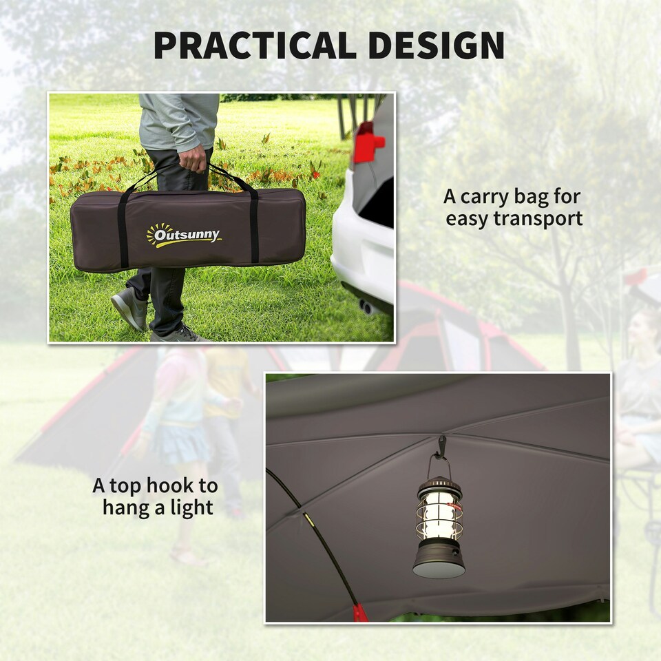 image 1 of Outsunny 4-6 Man Family Camping Tent w/ 2 Bedrooms, a Living Room | Grey | Grey