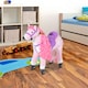 image 2 of HOMCOM Plush Walking Horse Ride On Toy with Wheels and Realistic Sounds Rocking Horse for Girls Boys 2 Plus Years Old, 50cm Tall, Pink