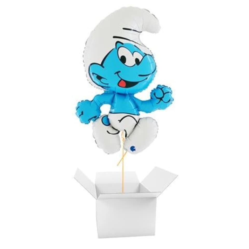 image 1 of Clumsy Smurf Smurfs Giant Helium Foil Balloon - Inflated Balloon in a Box Blue