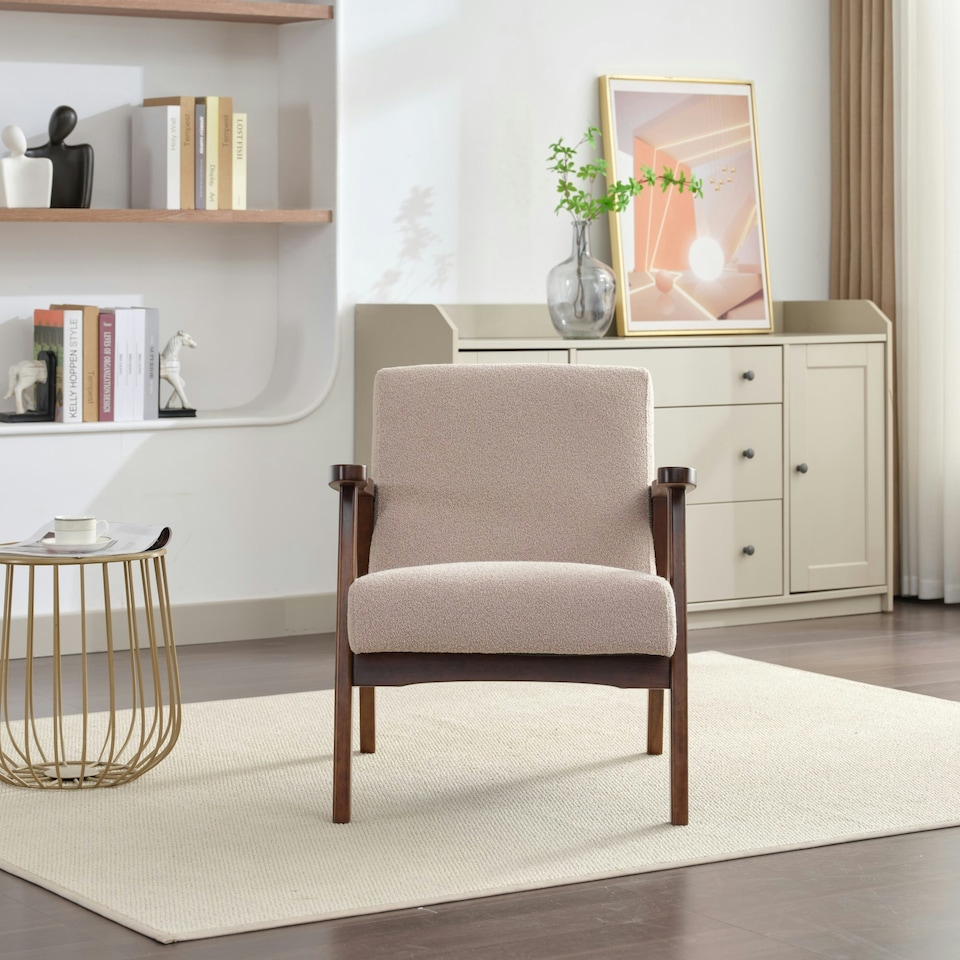 image 1 of Hadley Boucle Fabric Accent Chair - Brown