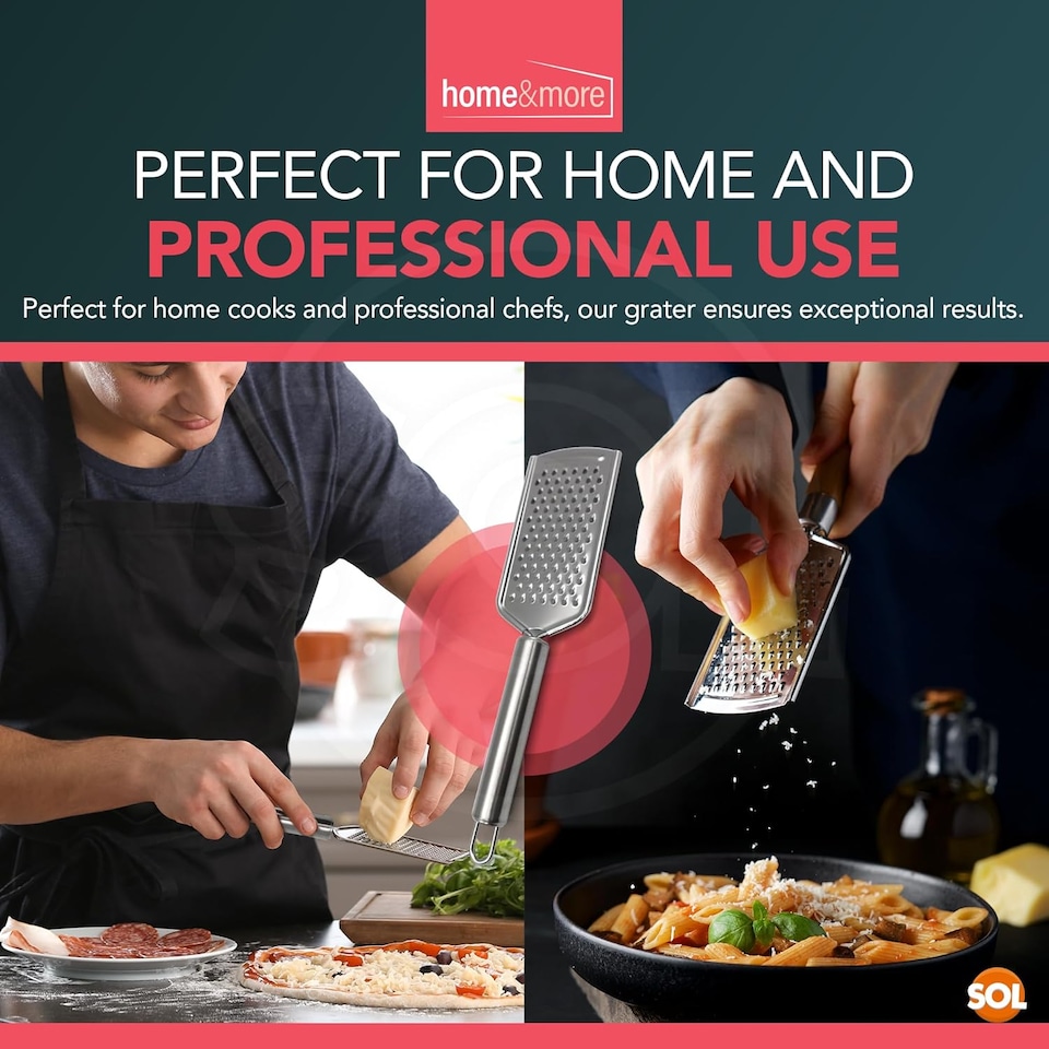 image 1 of Stainless Steel 2-in-1 Cheese Grater & Zester – Handheld Grater for Cheese, Chocolate, Ginger & Citrus, Durable Flat Kitchen Too