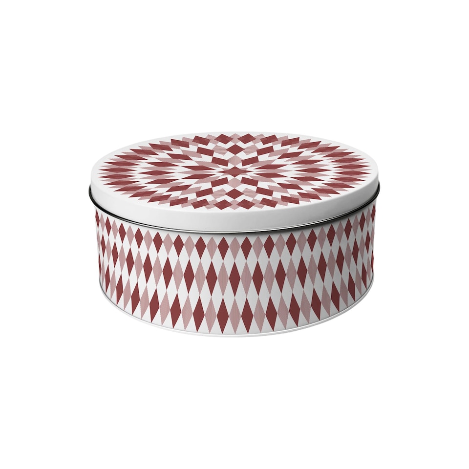 image 1 of Red Argyle Pattern Round Cake Tin