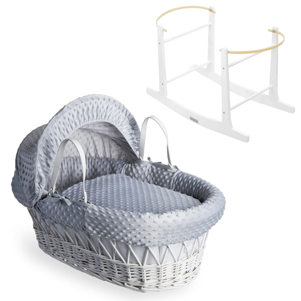image 1 of Clair de Lune Grey Dimple White Wicker With White Rocking Stand
