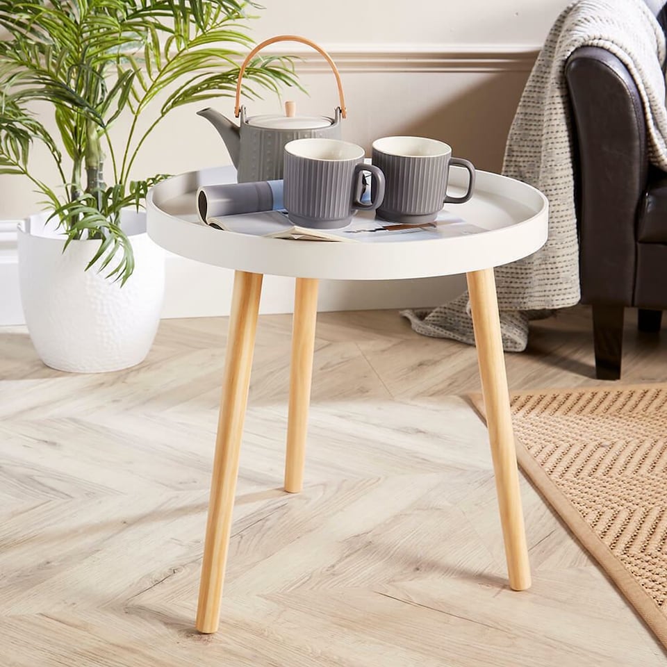 image 1 of Round Coffee Accent Side Table Living Room Furniture | White