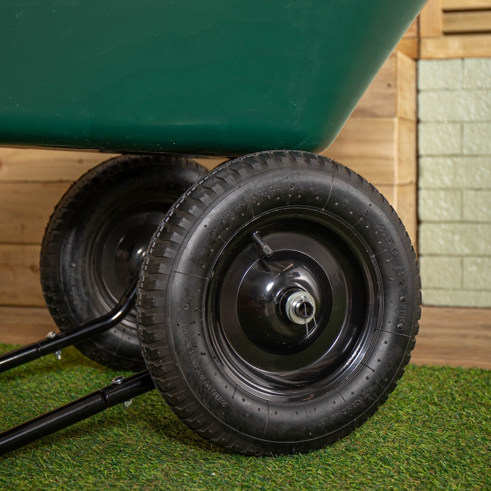 image 1 of Heavy Duty 2 Wheel Outdoor Pneumatic Plastic Garden Wheelbarrow in Green