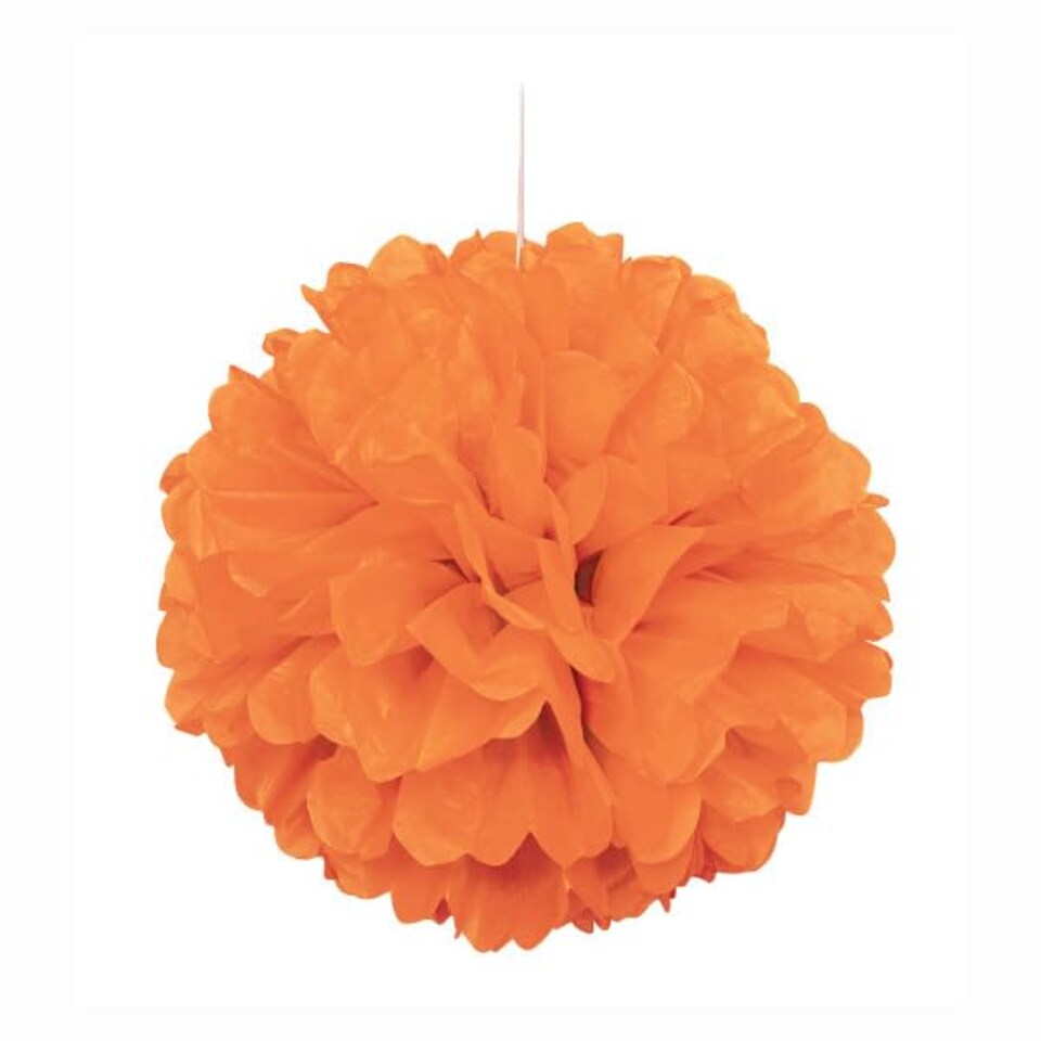 image 1 of Orange Honeycomb Hanging Decoration Puff Ball 40cm