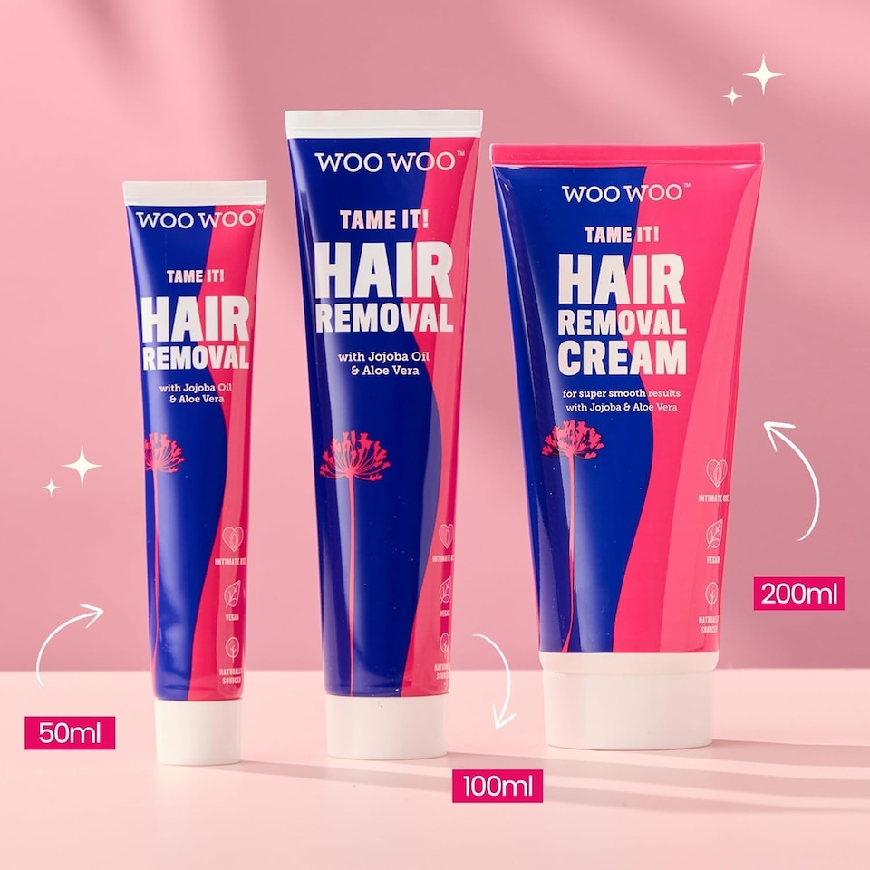 image 1 of WooWoo Tame It Natural Intimate Hair Removal Cream - Painless Vegan Hair Remover For Sensitive Skin - 50ml