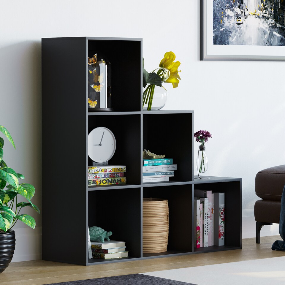 image 1 of Vida Designs Durham 6 Cube Storage Boockase Display Unit, Black