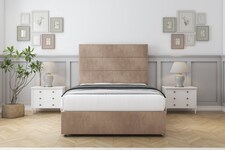 Sloomy Texas Mink Naples Divan Bed With Mattress 4 Drawers With 26" Strutted Headboard 4' Small Double | Brown | Mink | Small Double | 1