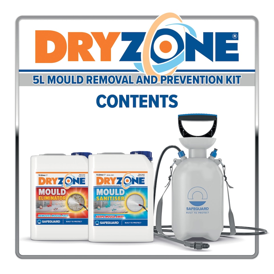 image 1 of Dryzone Mould Remover Prevention Kit - (2x5L & Sprayer) Black Mould & Mildew Remover on Wall, Bathroom, Kitchen, Ceilings, Shower