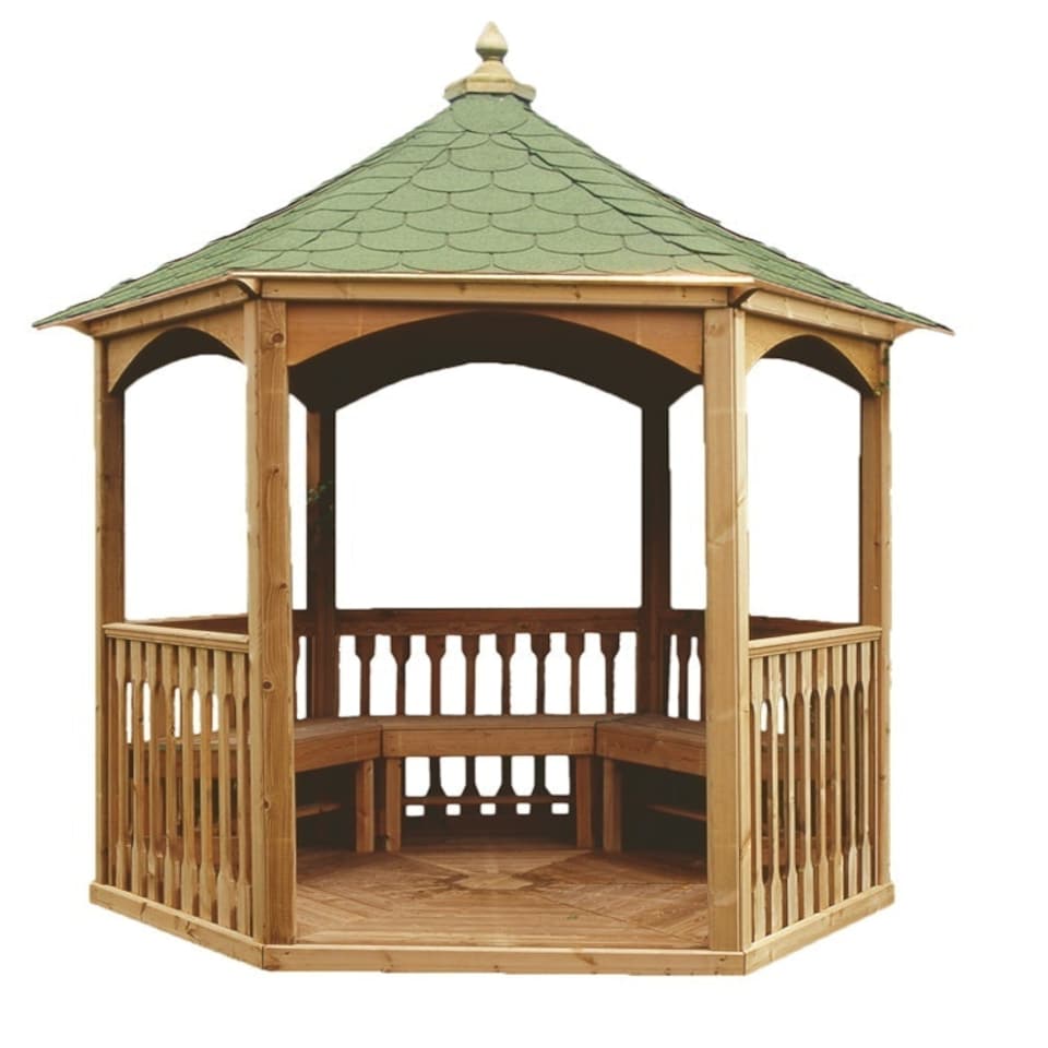image 1 of Brompton Medium Tiled Gazebo - Pressure Treated Timber - L240 x W240 x H295 cm