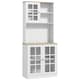 image 1 of HOMCOM 72" Kitchen Solid Storage Sideboard Cabinet with Glass Door, White