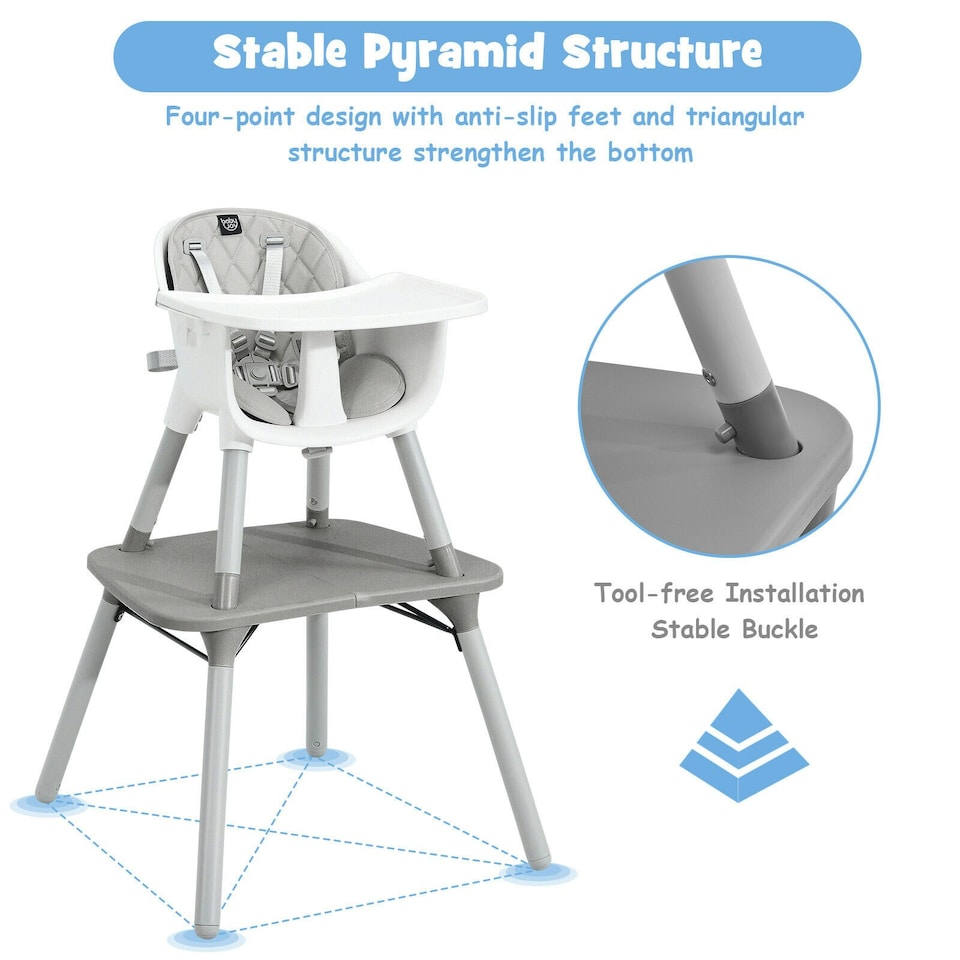 image 1 of COSTWAY 4 in 1 Baby Highchair Infant Feeding Seat