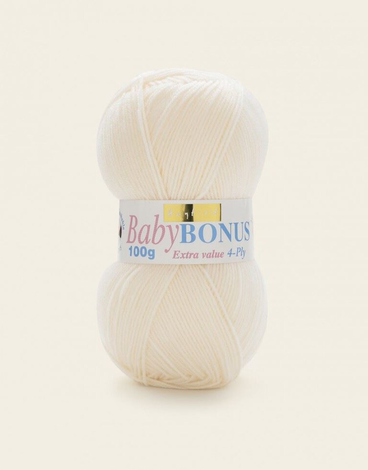 Hayfield Cream Baby Bonus 4 Ply Yarn (Value Pack 10 x 100g Balls) For Crochet, Knitting - 466m per ball