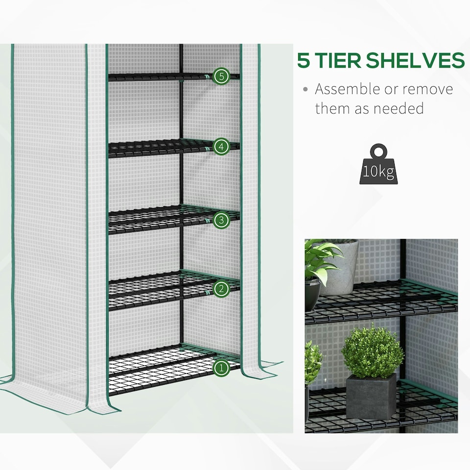 image 1 of Outsunny Widened Mini Greenhouse 5 Tier Green House, 193H x 90W x 49Dcm, Green