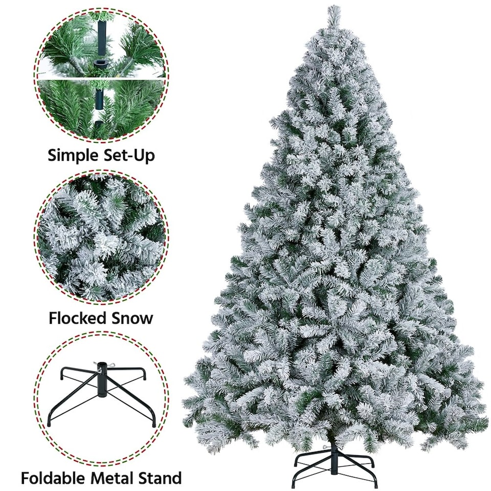 image 1 of Yaheeteh 228cm Artificial Christmas Tree with Foldable Stand