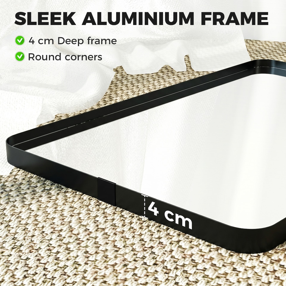 image 1 of HOMCOM Rectangular Wall Mirror, 90 x 60 cm Wall Mounted Bathroom Mirror