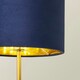 image 2 of ValueLights Christina Navy Blue Velvet with Gold Inner Drum Shade Gold Palm Leaf Table Lamp Gold