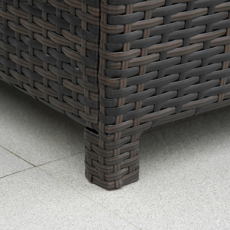 image 1 of Outsunny Side Table Furniture Tempered Glass Garden Patio Wicker Brown