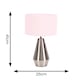 image 3 of ValueLights Jax Brushed Chrome Touch Table Lamp Blush Pink Shade and Bulb