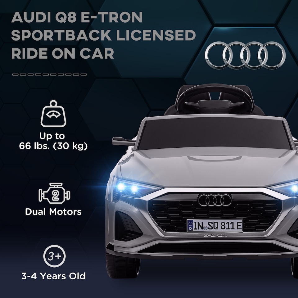 image 1 of AIYAPLAY Audi Q8 etron Sportback Licensed 12V Kids Electric Car with Remote