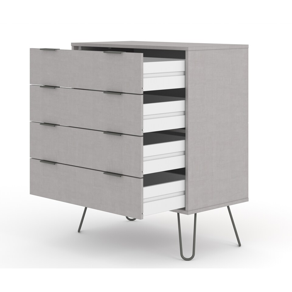image 1 of Augusta 4 Drawer Industrial Bedroom Furniture Chest of Drawers - Stylish Storage Cabinet | Grey | Grey | 1