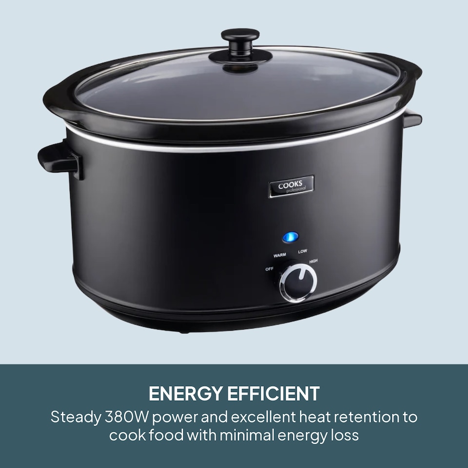 image 1 of Cooks Professional 8L Slow Cooker with Lid, Removable Bowl & 3 Heat Settings | Black | Black