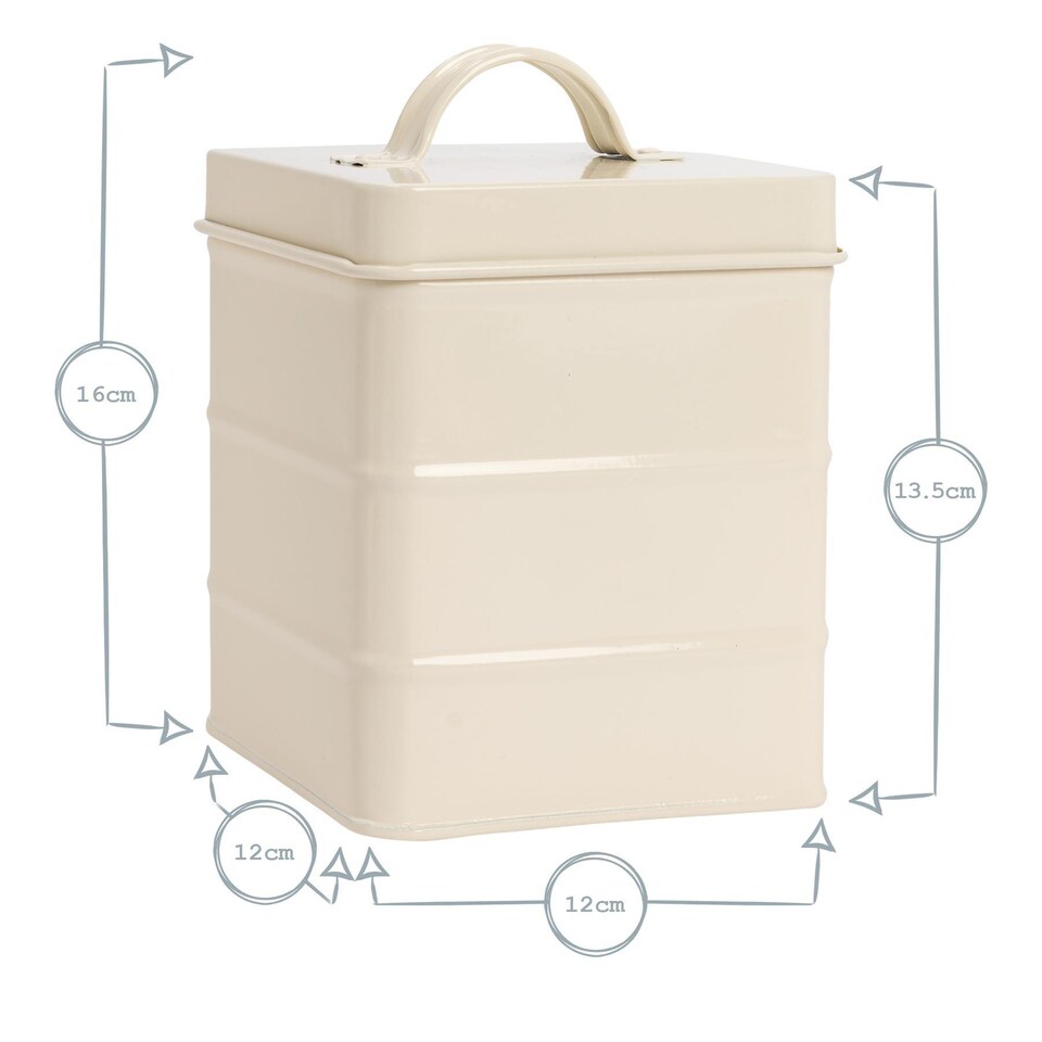 image 1 of Harbour Housewares Vintage Metal Kitchen Tea Canister - White