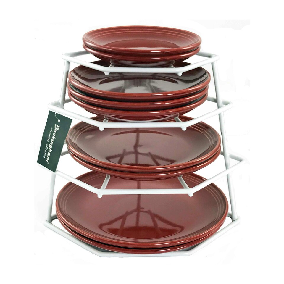 Buckingham Premium 4 Tier Kitchen Plate Organising Rack - White