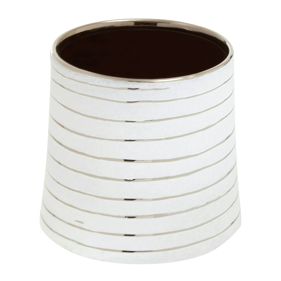image 1 of Haldis Large White Silver Ceramic Planter White